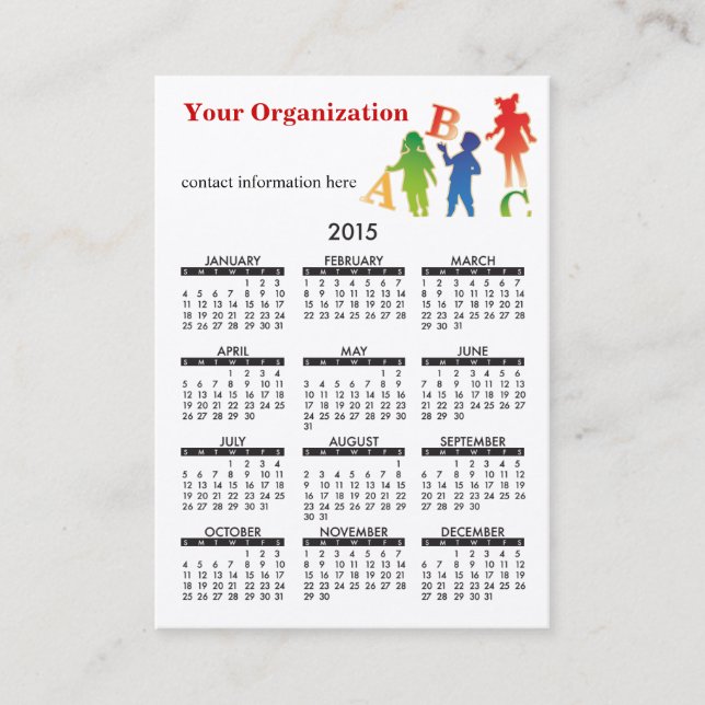 Garde de calendrier de carte de visite (Devant)