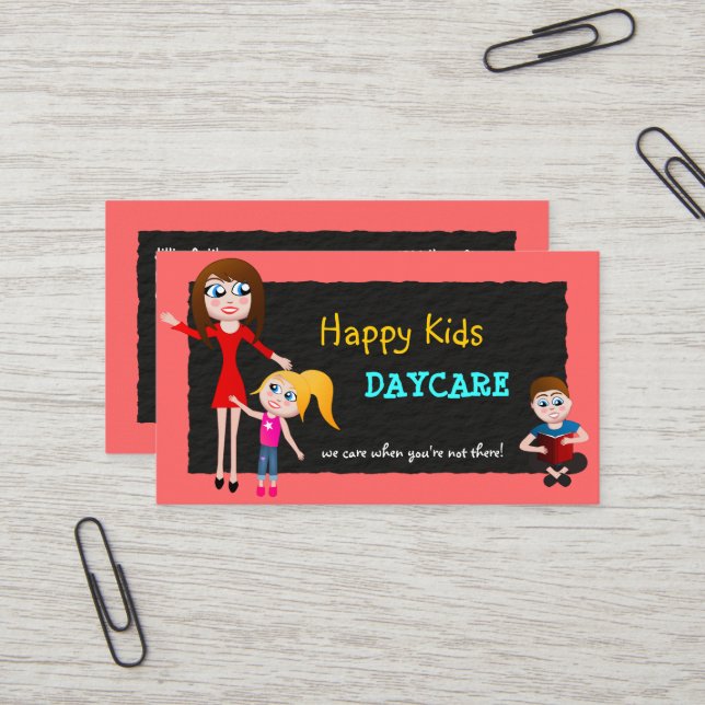 Garde d'enfants Cartes de visite de garderie (Devant/Arrière en situation)