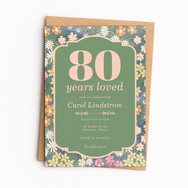 Garden 80 Years Loved Birthday Party Invitation (Creator Uploaded)
