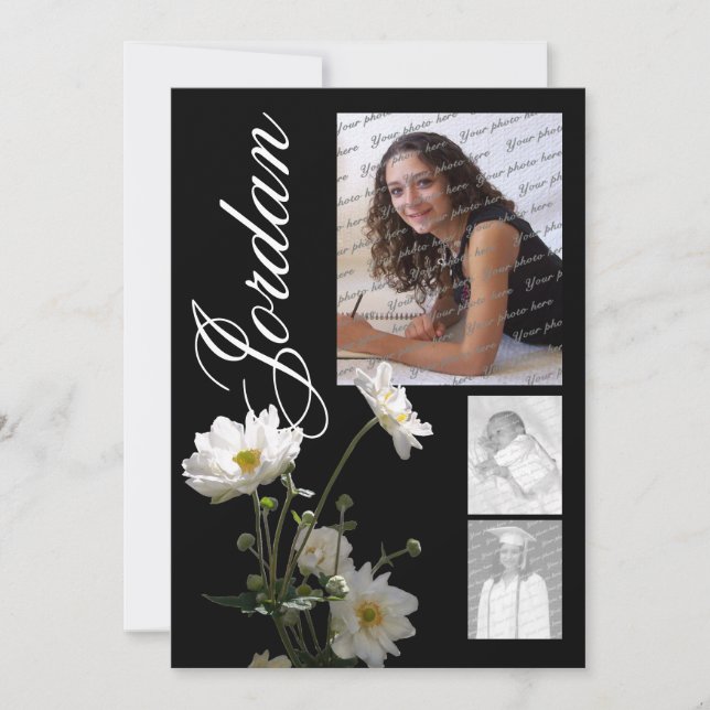 Garden Anemone Flower Graduation Invitation (Front)