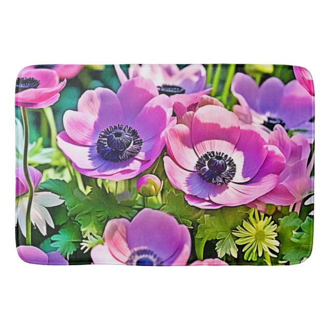 Garden Anemone Mix Design Bath Mat (Front)