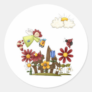 Garden angel classic round sticker