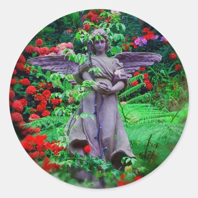 Garden Angel Classic Round Sticker (Front)