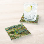 Garden at Arles | Vincent Van Gogh Glass Coaster<br><div class="desc">Garden at Arles (1888) by Dutch post-impressionist artist Vincent Van Gogh. Original artwork is an oil on canvas depicting a lush landscape of colourful flowers. 

Use the design tools to add custom text or personalize the image.</div>