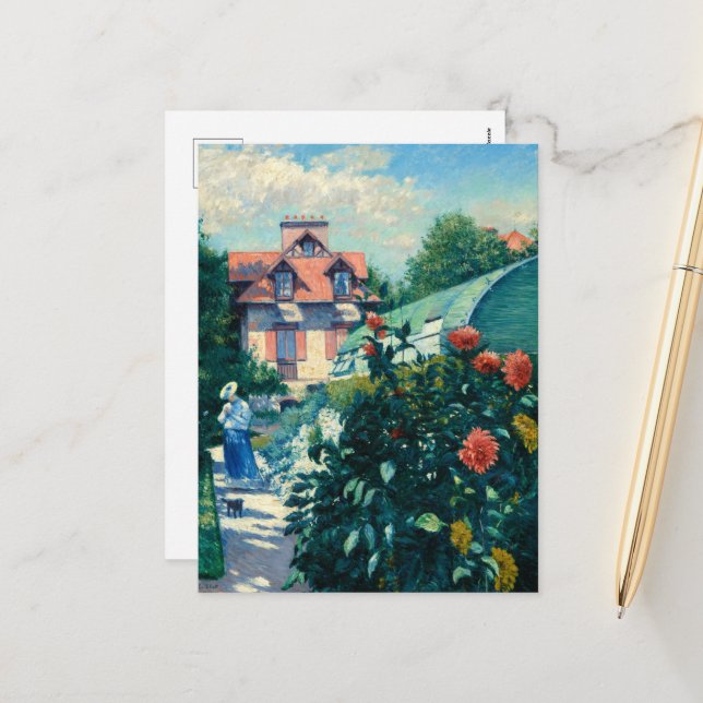 Garden at Petit Gennevilliers by Caillebotte Holiday Postcard (Front/Back In Situ)