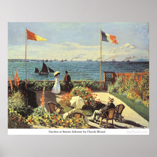 Garden at Sainte Adresse by Claude Monet Poster (Front)