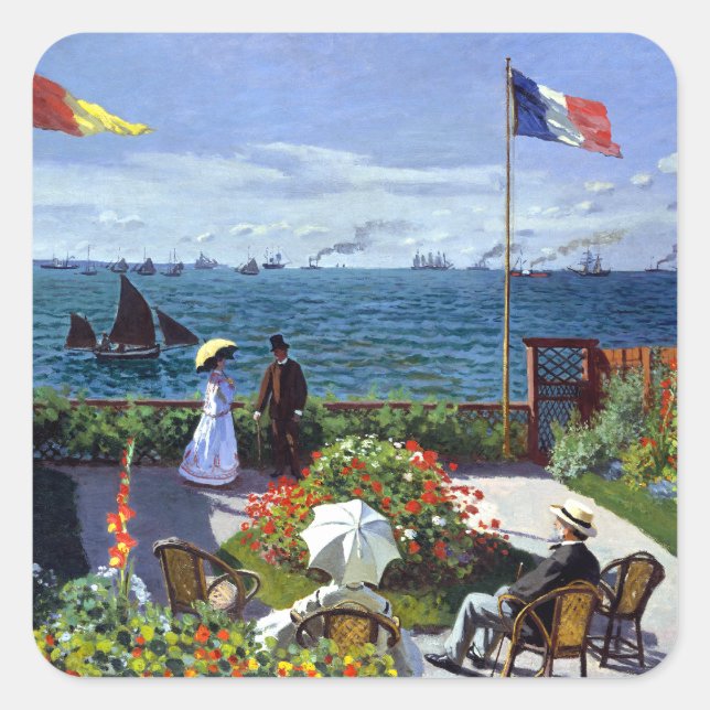 Garden at Sainte-Adresse by Claude Monet Square Sticker (Front)