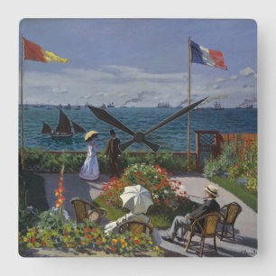 Garden at Sainte-Adresse by Claude Monet Square Wall Clock