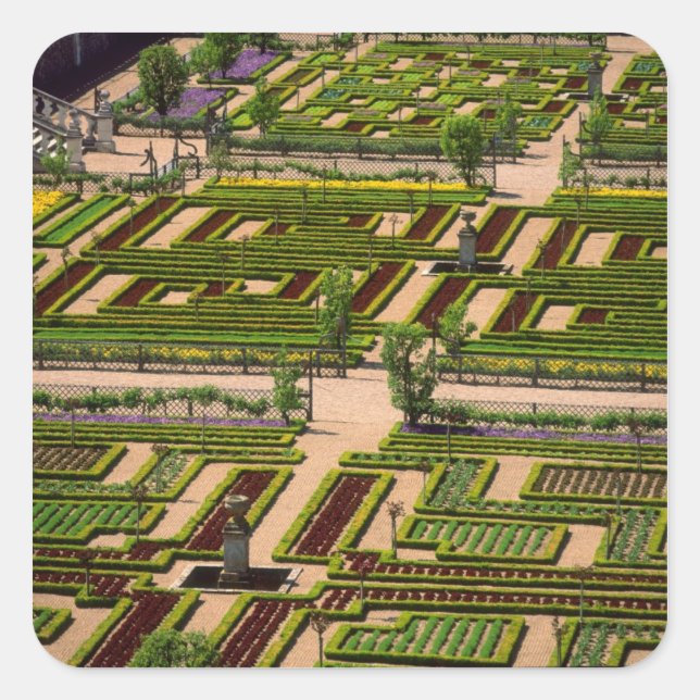 Garden at Villandry Chateau, Indre-et-Loire, 2 Square Sticker (Front)