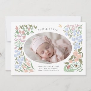garden baby bloom birth announcement girl