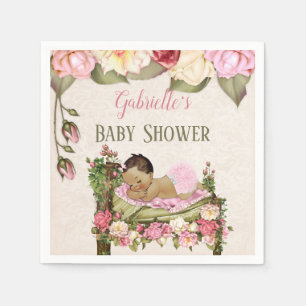 Garden Baby Shower Bed Roses Girl Pink Ivory Napkin