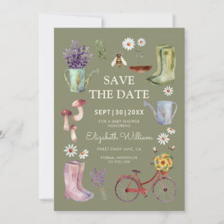 Garden Baby Shower Save The Date Card
