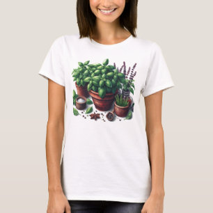 Garden Basil Herbes Plante Lady T-Shirt