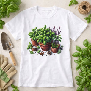 Garden Basil Herbs Plant Lady T-Shirt