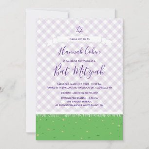 Garden Bat Mitzvah Invitation Gingham