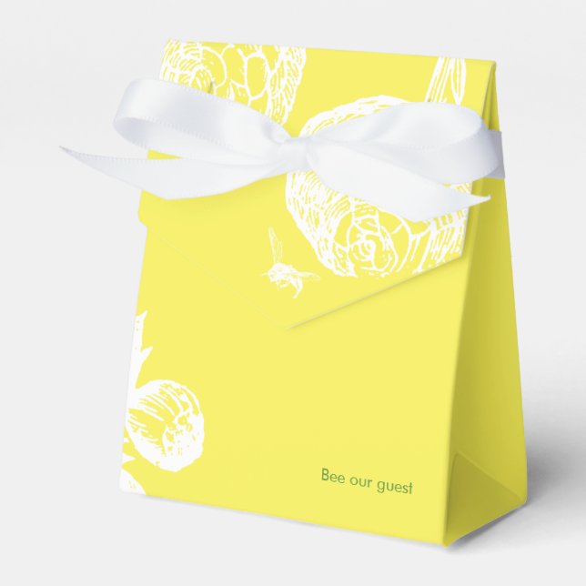 Garden Bee Toile Yellow Garden Party Favor Box (Front Side)