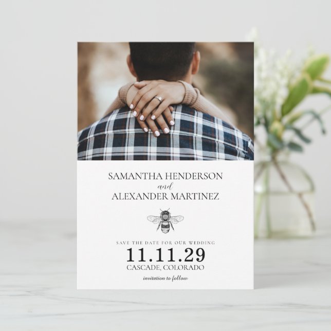 Garden Bee Wedding Save The Date (Standing Front)