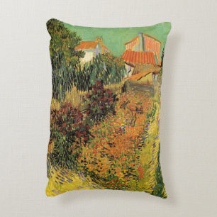 Garden Behind a House by Vincent van Gogh Accent Pillow
