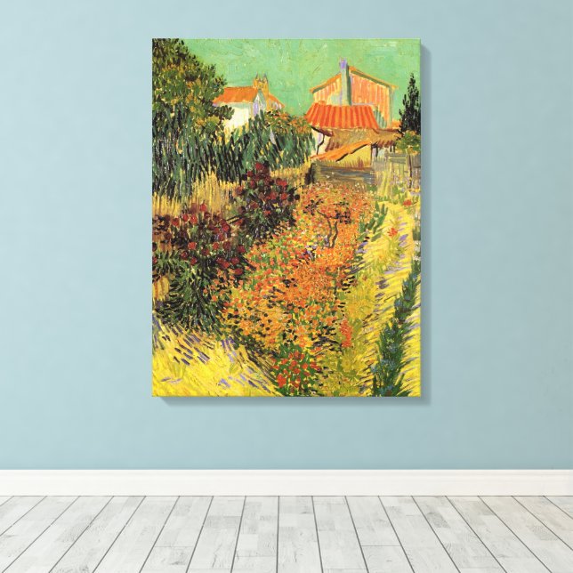Garden Behind a House by Vincent van Gogh Canvas Print (Insitu(Wood Floor))