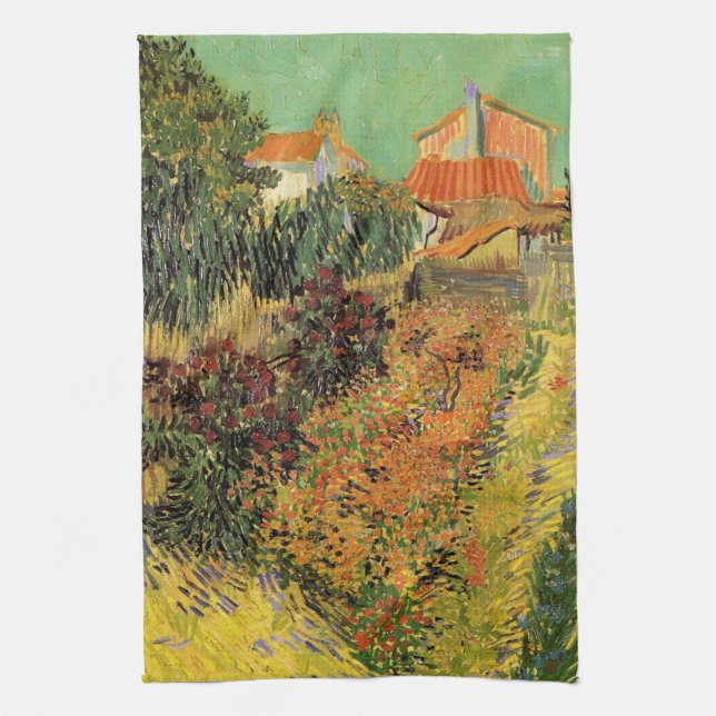 Garden Behind a House by Vincent van Gogh Kitchen Towel (Vertical)