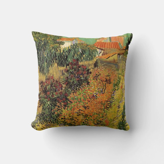 Garden Behind a House by Vincent van Gogh Throw Pillow (Front)