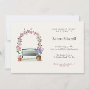 Garden Bench and Climbing Roses Retirement Party Invitation