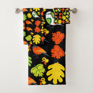 Garden Bird Home Decor Print Bath Towel Set