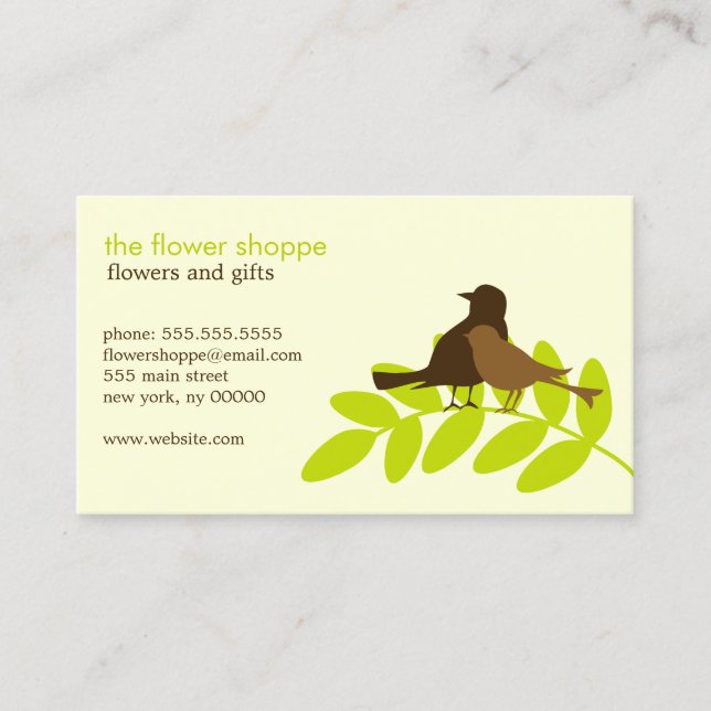 Garden Bird Silhouettes Business Card (Front)