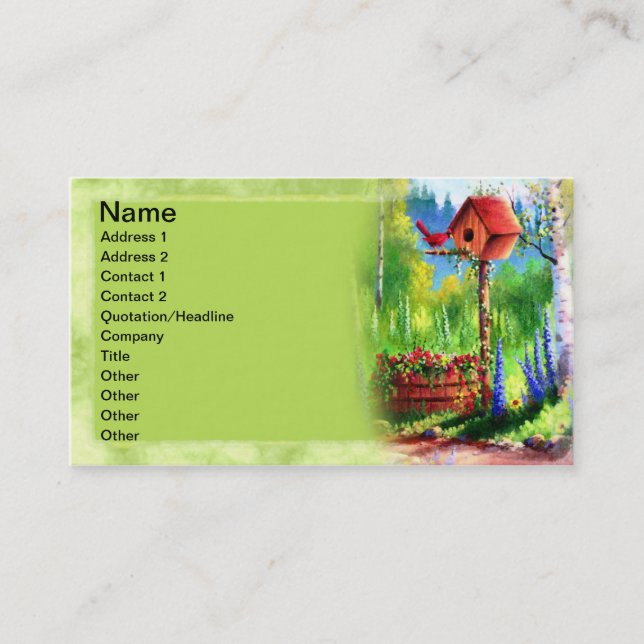 Garden Birdhouse Painting Business Card (Front)
