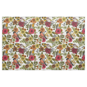 Garden birds and flowers 1 fabric