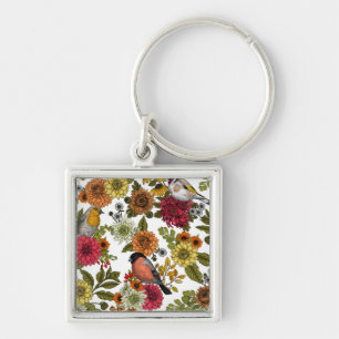 Garden birds and flowers 1 keychain