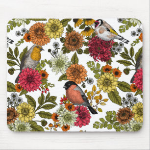 Garden birds and flowers 1 mouse pad