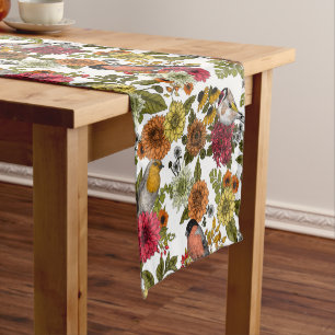 Garden birds and flowers 1 short table runner