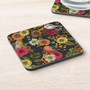 Garden birds and flowers 2 coaster