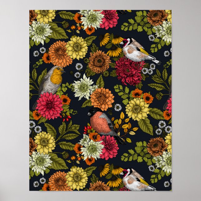 Garden birds and flowers 2 poster (Front)