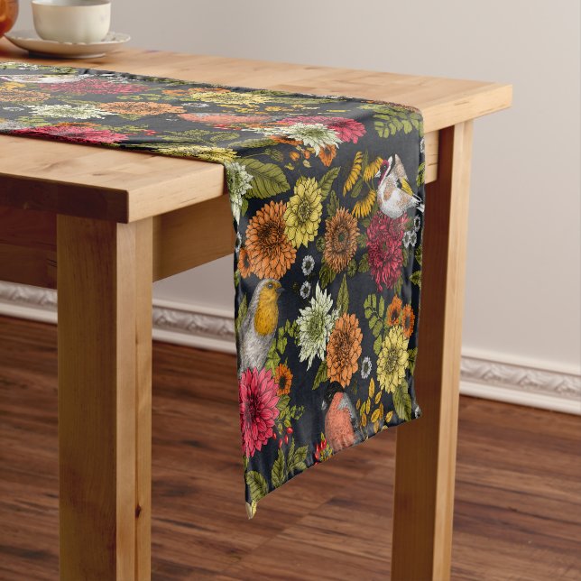 Garden birds and flowers 2 short table runner (In Situ)