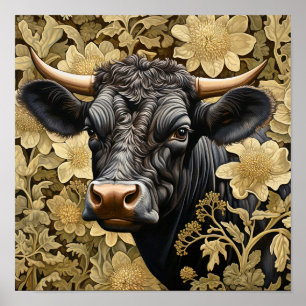 Garden Black Cow  Poster