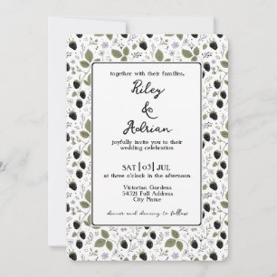 Garden Blackberry Lavender Flower Spring Wedding Invitation