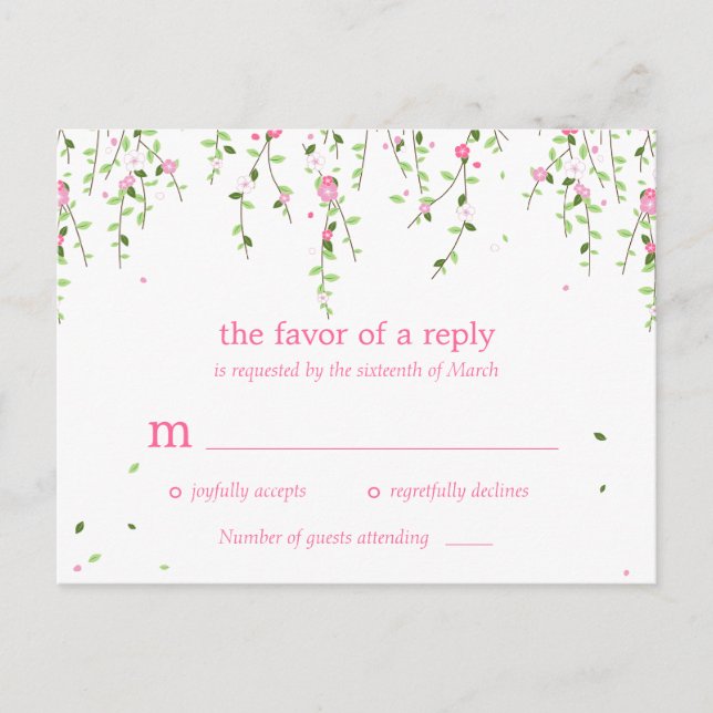 Garden Blooms Wedding RSVP Postcard (Front)