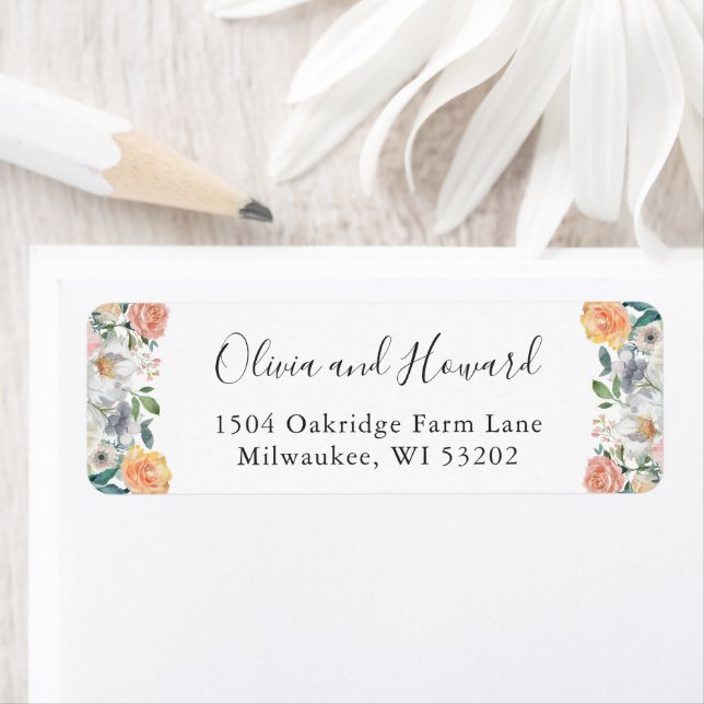 Garden Blossom Floral Return Address Label (Insitu)