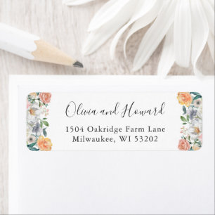 Garden Blossom Roses Peonies Floral Return Address
