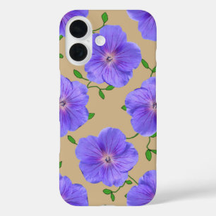 Garden Blue Geranium Flower on any Colour iPhone 16 Case