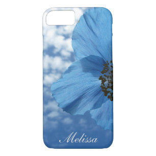 Garden Blue Poppy Flower Blue Sky with Monogram Case-Mate iPhone Case