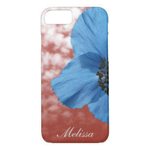 Garden Blue Poppy Flower Red Sky with Monogram iPhone 8/7 Case