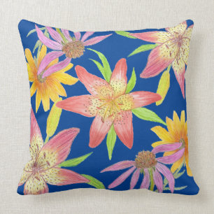 Garden Blue Throw Pillow
