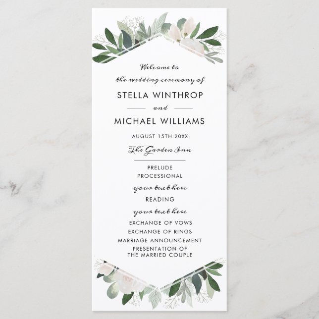 Garden Blush Wedding Program (Front)