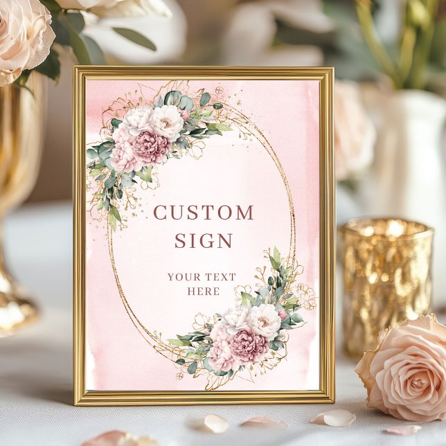 Garden Boho Dusty Pink Floral Custom Sign (Garden Boho Dusty Pink Floral Custom Sign)