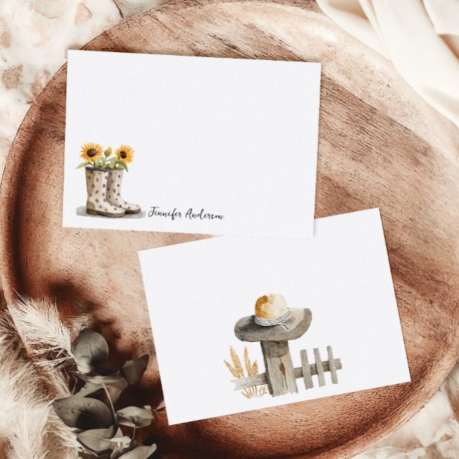 Garden Boots Sunflower Monogram Personalized  Card (Creator Uploaded)