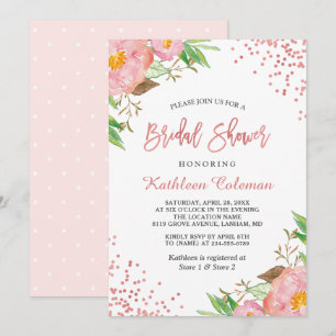 Garden Botanical Floral Polka Dots Bridal Shower Invitation