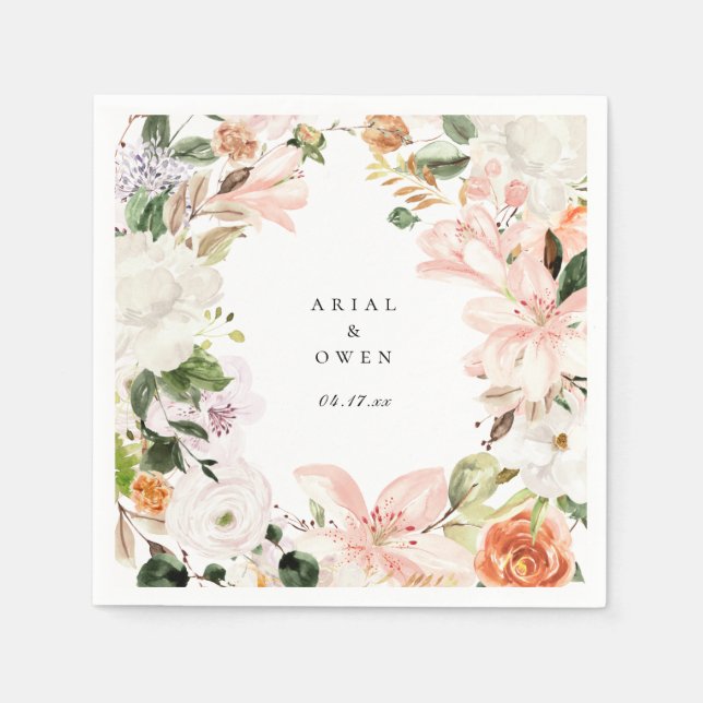 Garden Botanical Floral Wreath Napkin (Front)